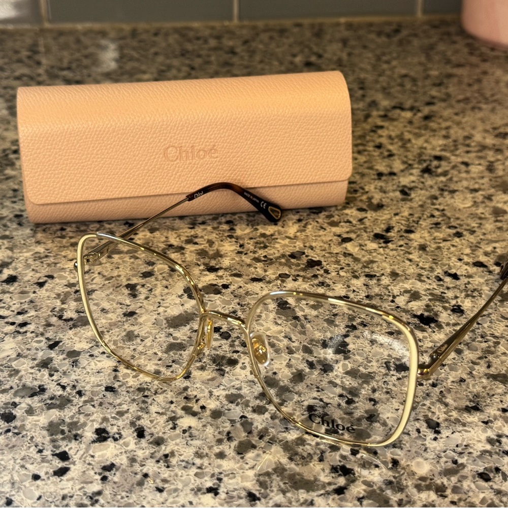 Chloe Gold Geometric Glasses with Double Bridge - Picture 5 of 7
